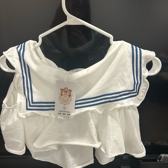 Lolita swim set: collar swim top + swim skirt - Picture 3 of 6